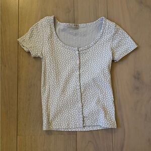 Brandy Melville light blue floral zelly top